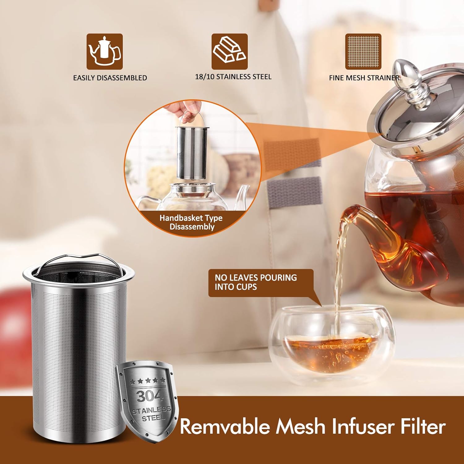 Detalle de HIWARE 1000ml Glass Teapot 🍵