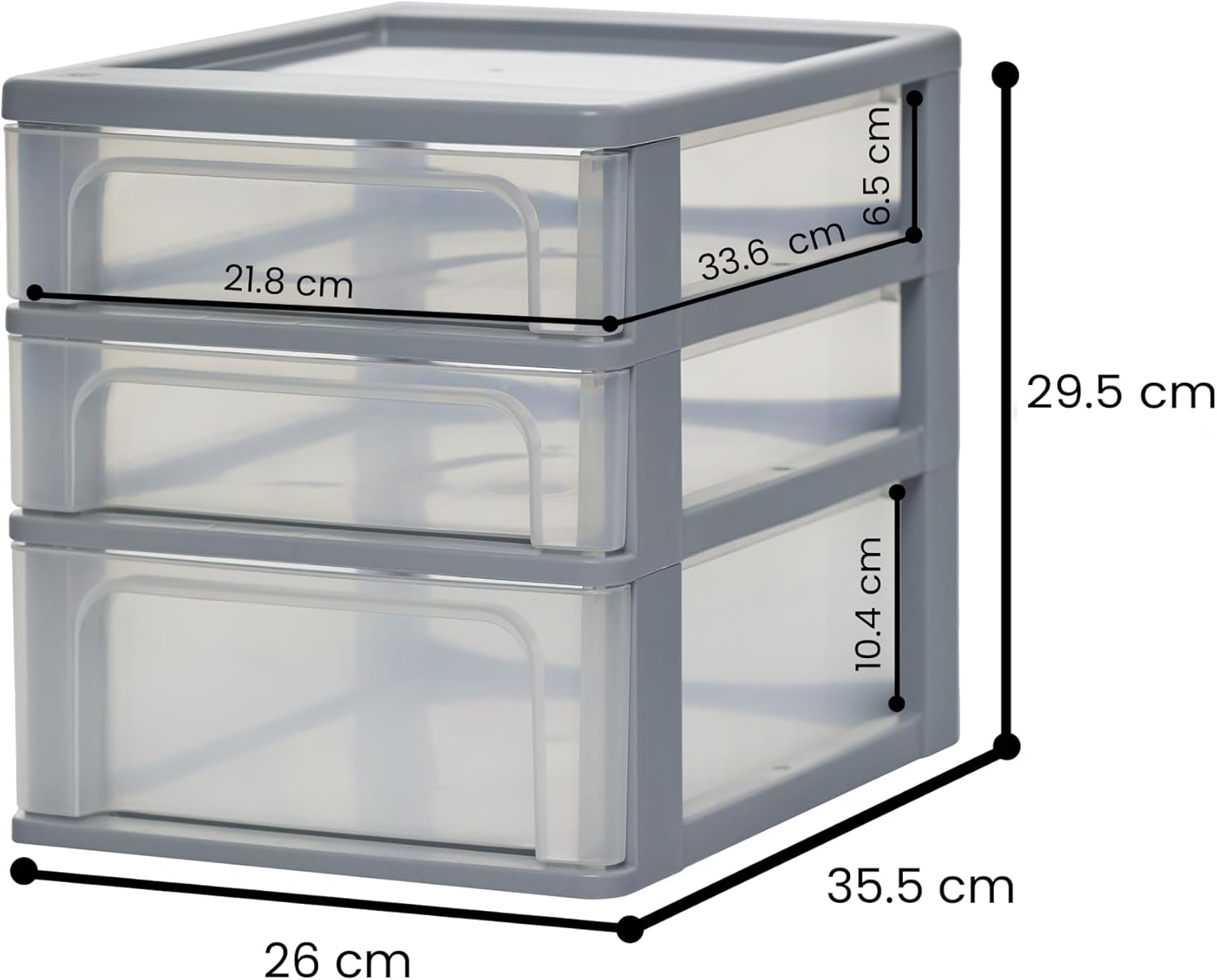 Thumbnail 2 de Iris Ohyama OCH-2021 cassettiera in plastica per documenti A4, grigia, con 2 cassetti piccoli e 1 medio