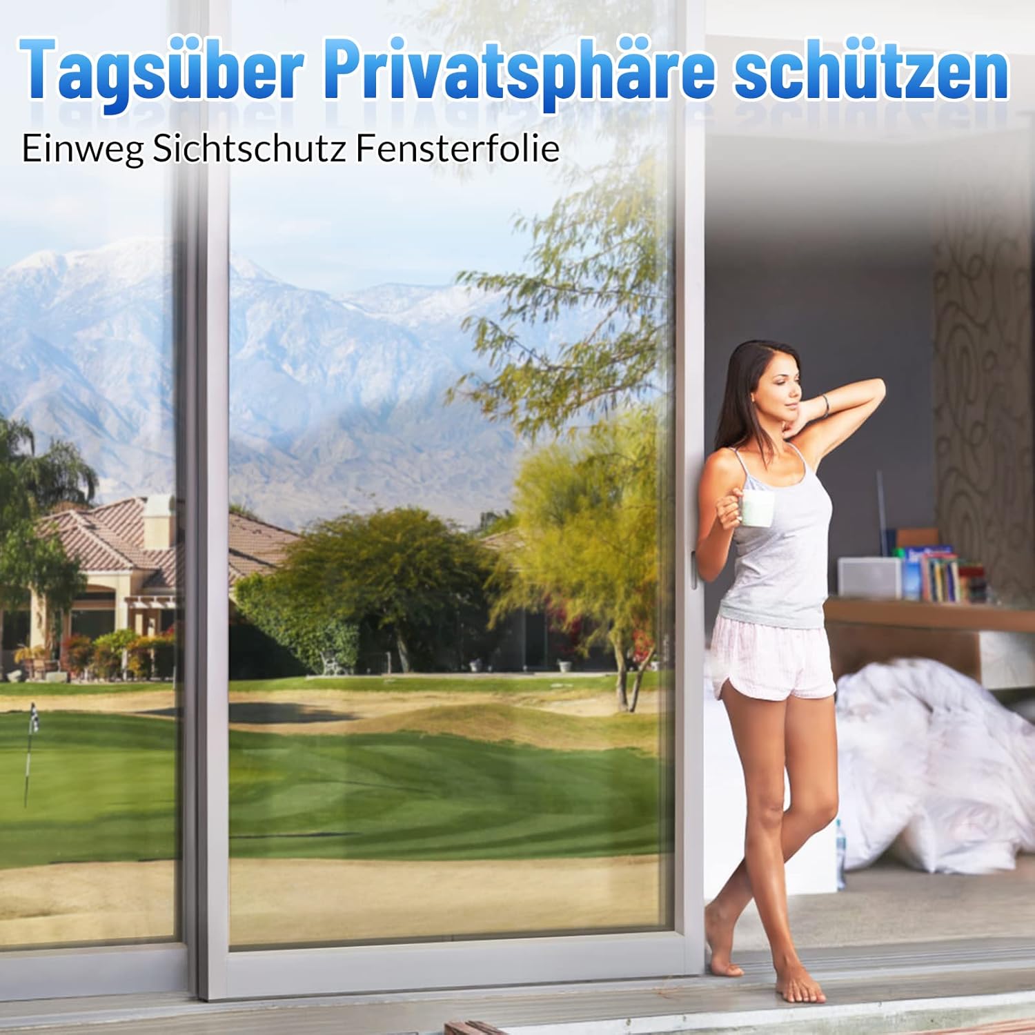 Thumbnail 2 de rabbitgoo Sonnenschutzfolie für Fenster (innen & außen) Silber, Spiegelfolie Sichtschutz, 75x200 cm