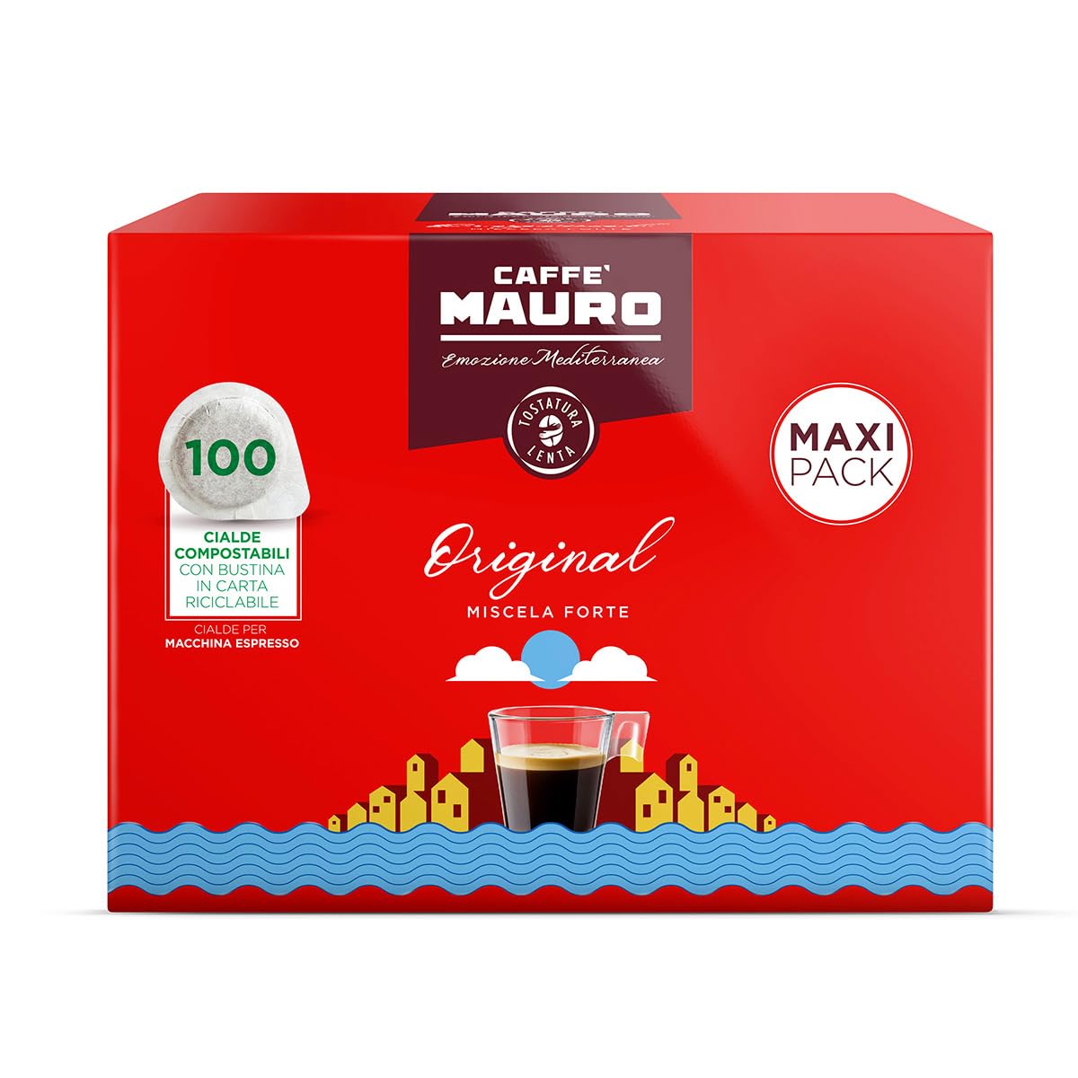 Detalle 2 de Caffè Mauro Torrefazione Kompostierbare ESE Pad-Kaffee, 100 Stück, Intensität 10/10