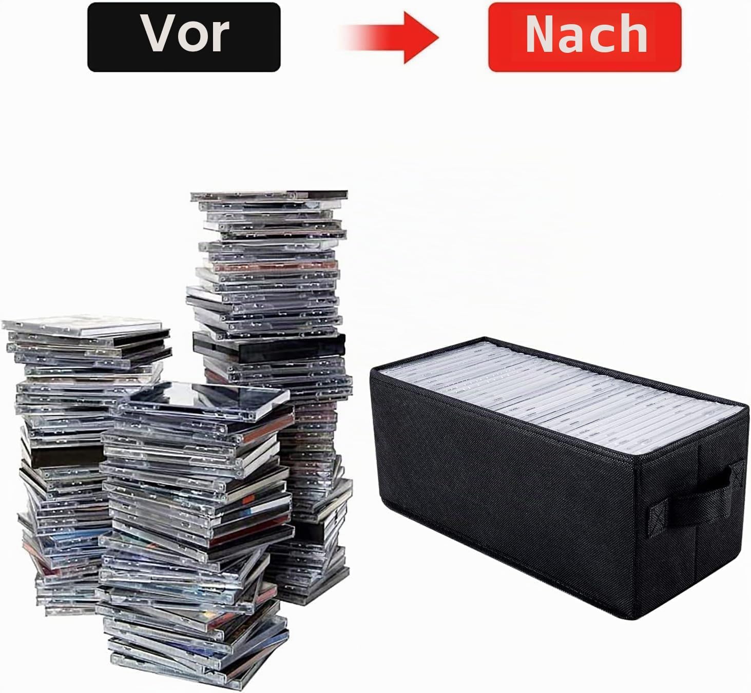 Thumbnail 2 de UENTIP CD-Aufbewahrungsbox – robuste schwarze Box mit hohem Fassungsvermögen (33,5 × 15 × 13,5 cm, 1 Stück)