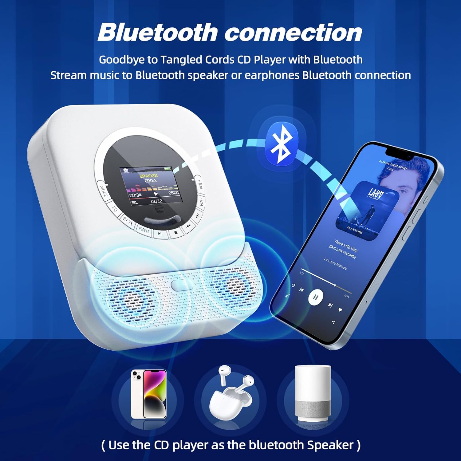 Detalle 2 de Arafuna Lettore CD Portatile Bluetooth 32 GB