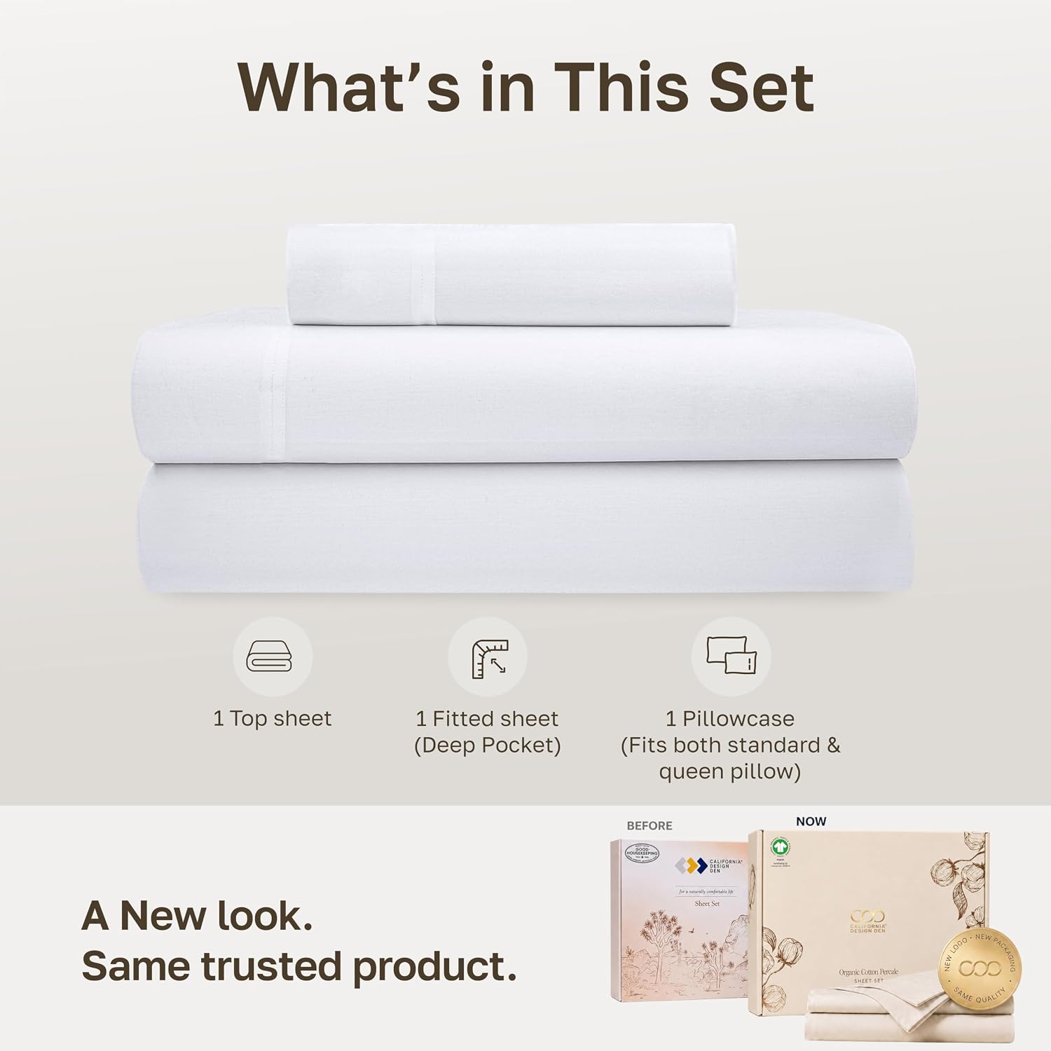 Detalle de Twin XL Organic Percale Sheet Set, 14 in