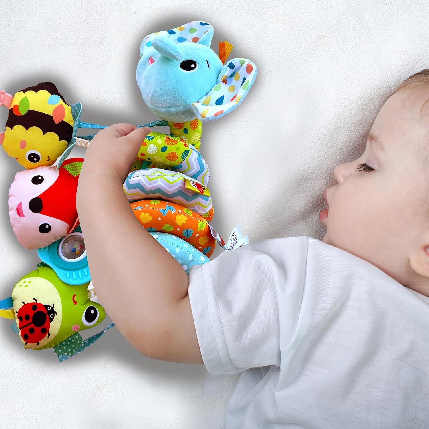 Thumbnail 6 de Kulveanju Spiral Pram Toys for Babies – Elephant plush hanging activity rattle
