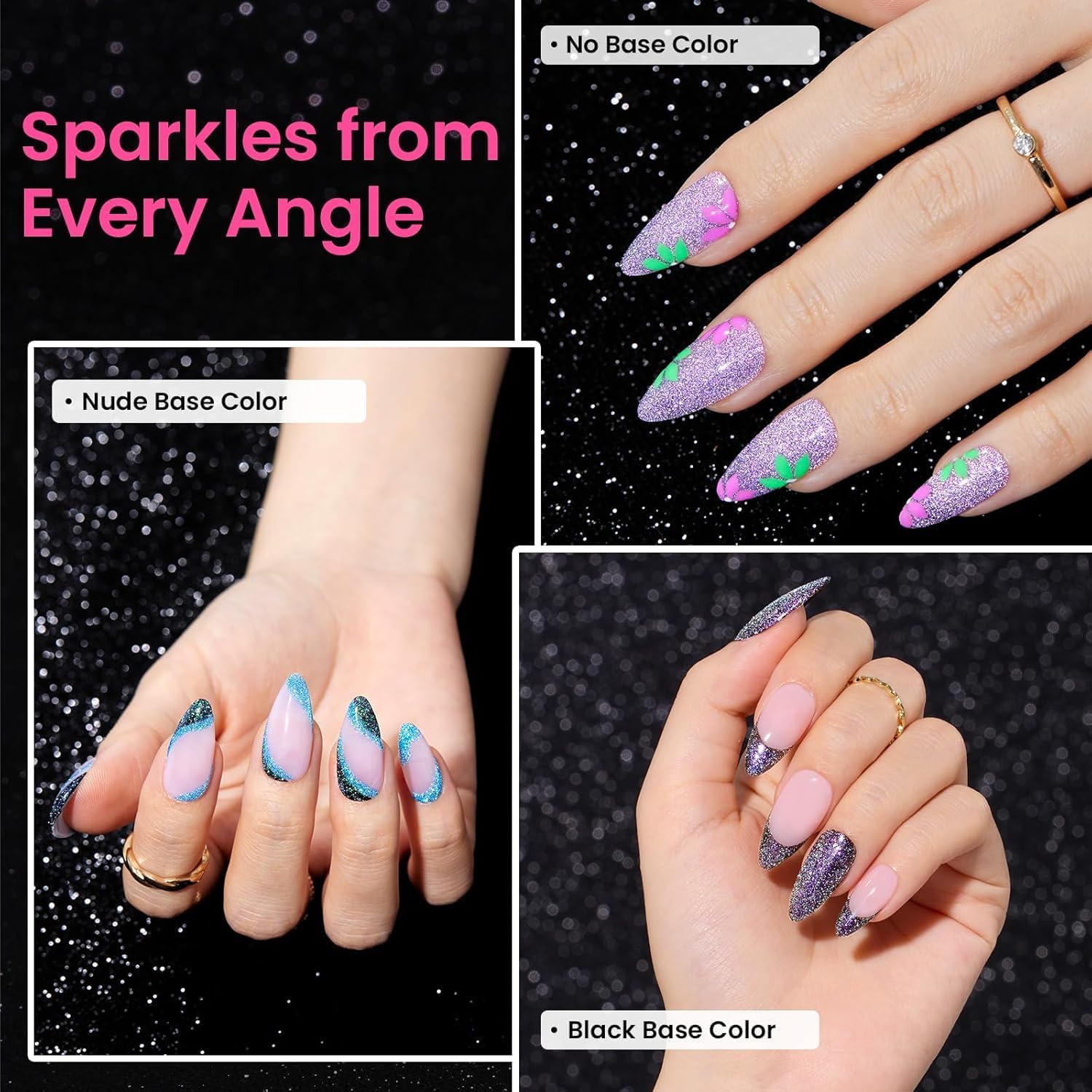 Detalle 2 de Beetles Chameleon Gel Nail Polish Set (6 Colors) – Sparkle Pink, Purple, Blue Glitter Chameleon UV/LED Gel Kit