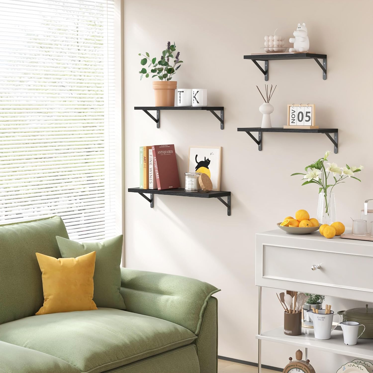 Thumbnail 4 de YGEOMER Floating Wall Shelves Set of 4