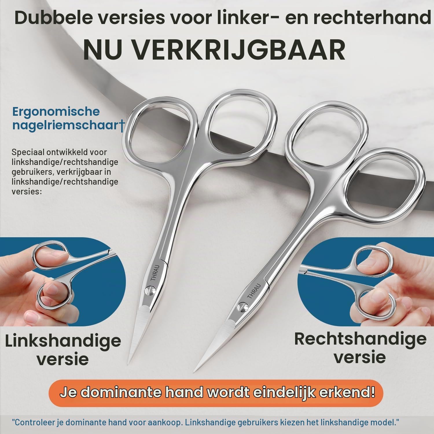 Thumbnail 1 de THRAU THR-CS-ZYS-L linkshandige nagelriemschaar van RVS met gebogen punt