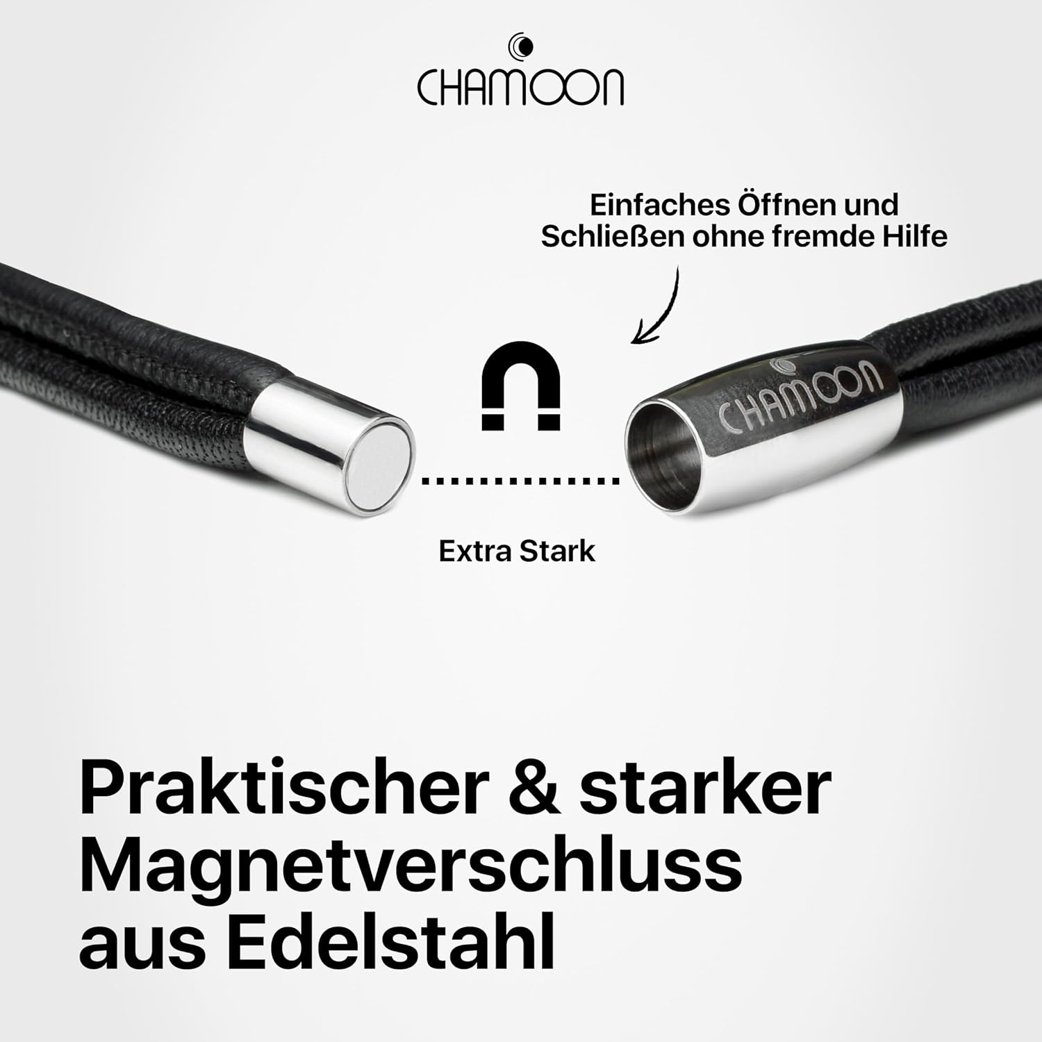Detalle de CHAMOON Premium Lederarmband für Damen mit Magnetverschluss & über 80 Charms, Nappaleder, TRIO Kollektion