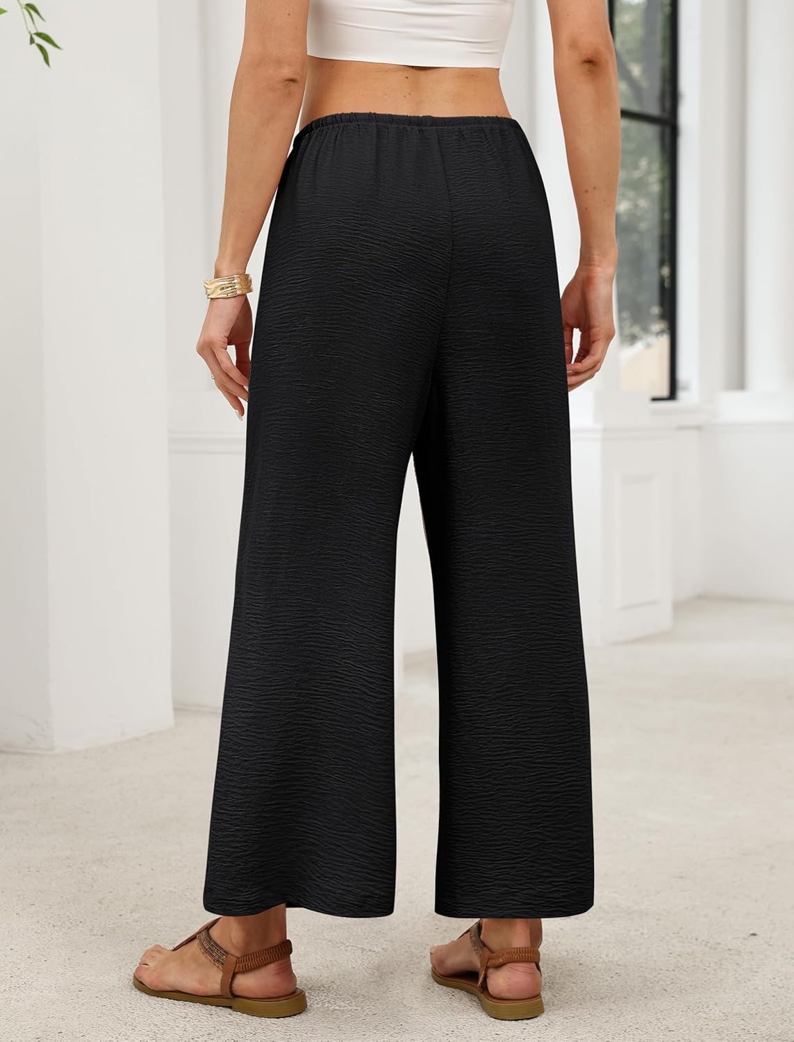 Thumbnail 4 de Sampeel Wide Leg Palazzo Pants for Women with Drawstring Elastic Waist and Pockets