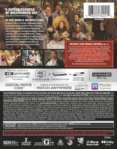 Detalle 2 de Gone with the Wind (4KUHD + Digital/Steelbook) — Limited Edition Steelbook by Warner Bros