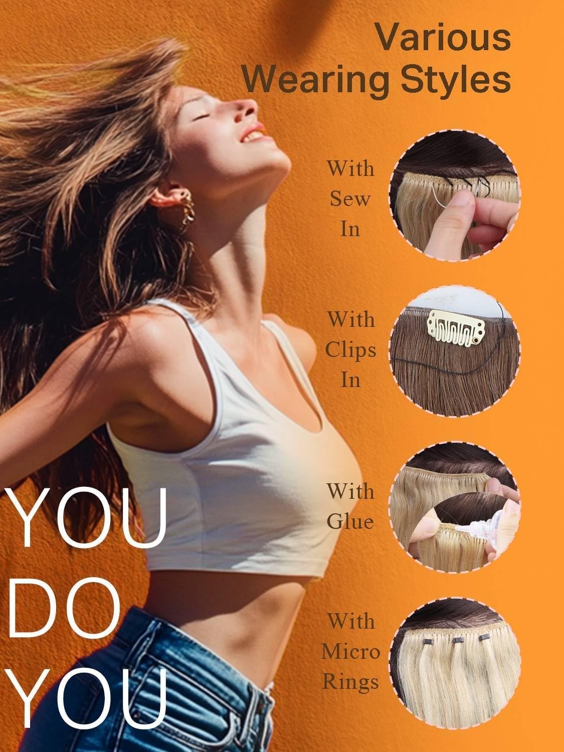 Thumbnail 4 de DOORES Sew-In Hair Extensions, 24 Inch, 120g — Balayage Chocolate Brown to Caramel Blonde