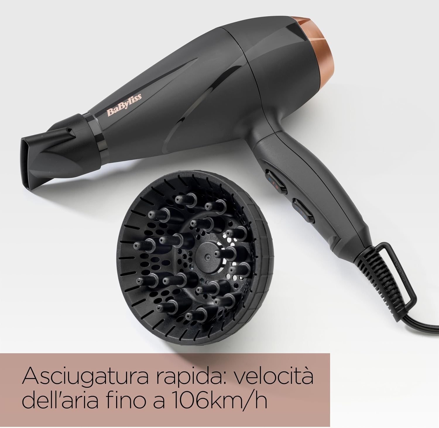 Detalle de BaByliss Asciugacapelli Smooth Pro MADE IN ITALY: potenza professionale, anti-crespo e stile per casa