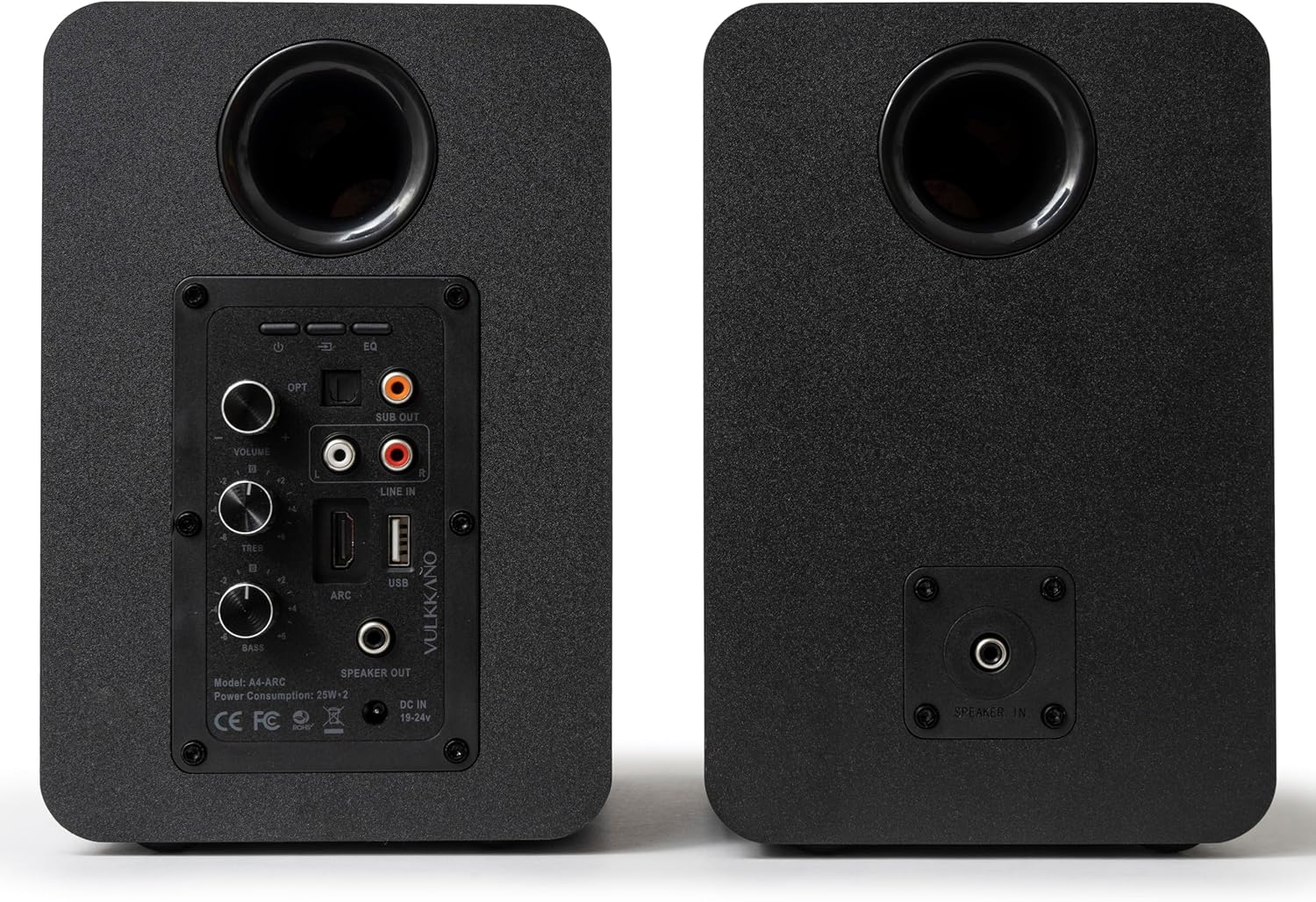 Thumbnail 2 de VULKKANO A4 ARC: Enceintes monitoring actives 4" avec Bluetooth 5.0, HDMI ARC et Subwoofer sortant – design élégant noir
