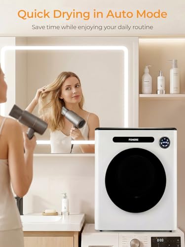 Detalle de FOHERE 4KG Vented Tumble Dryer: Compact 1200W Front-Load, Smart Drying for Small Spaces