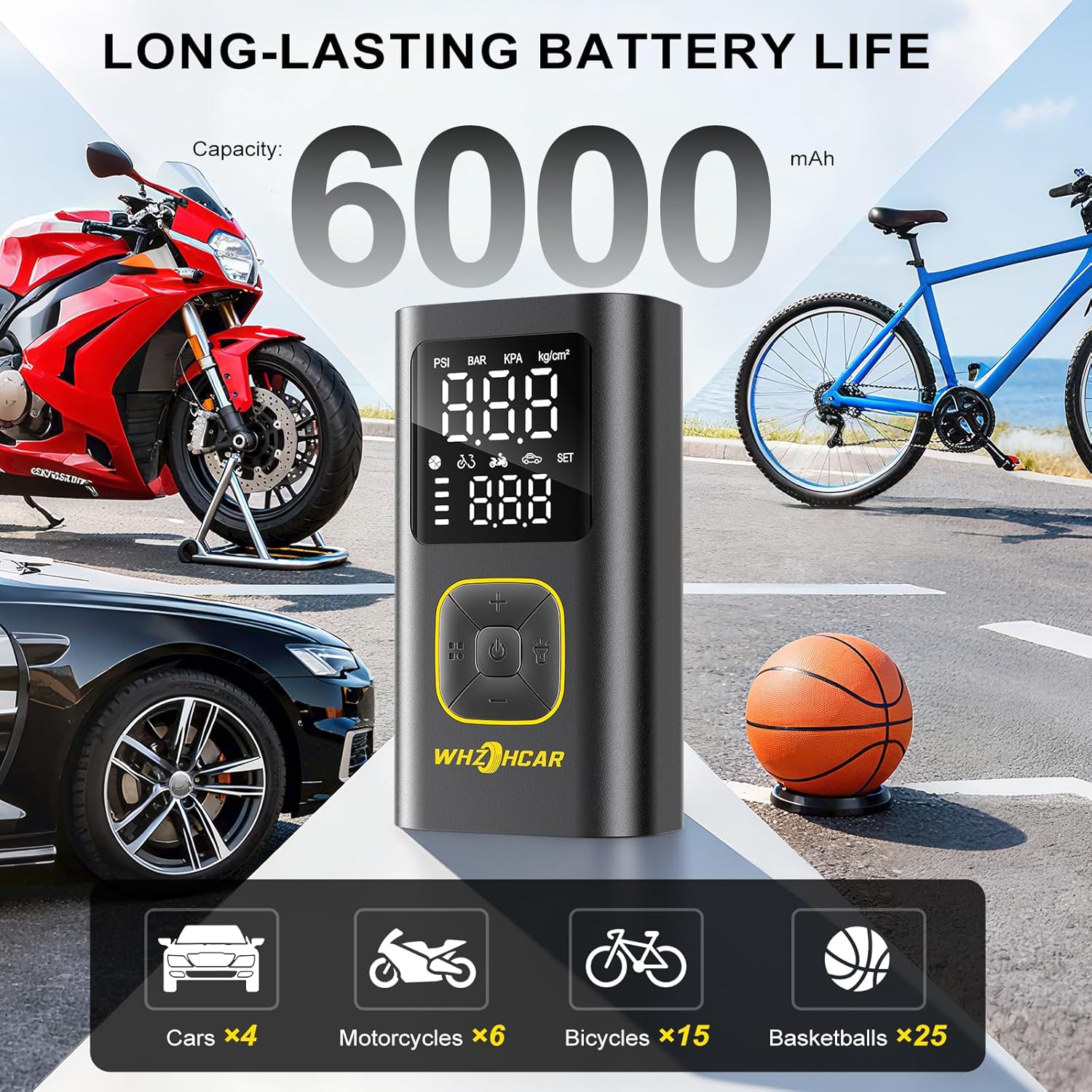 Thumbnail 1 de Electric Air Pump: Wireless Battery Compressor with 150 PSI, 5 Modes and Power Bank