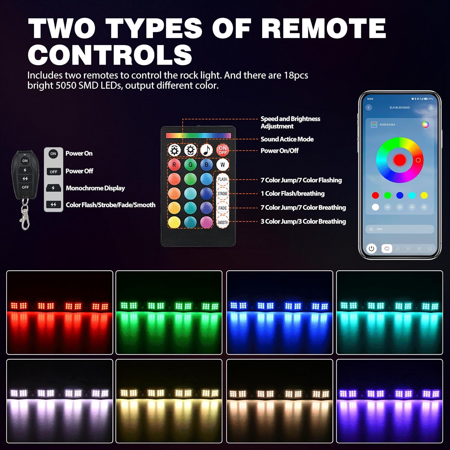 Thumbnail 3 de Nilight RGB LED Rock Lights Kit 12 PCS 18LED