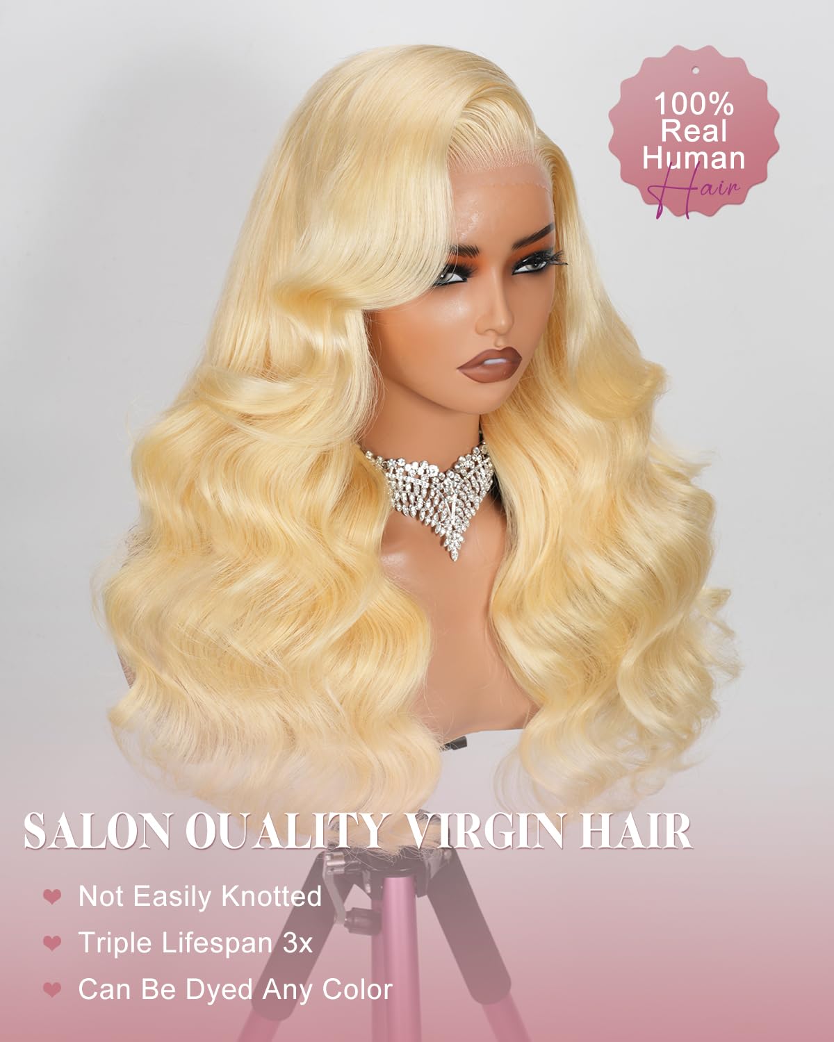 Thumbnail 2 de ALIDIDI MINI KNOTS 613 13x6 Lace Front Wig Human Hair 200 Density Blonde 26 Inch Body Wave
