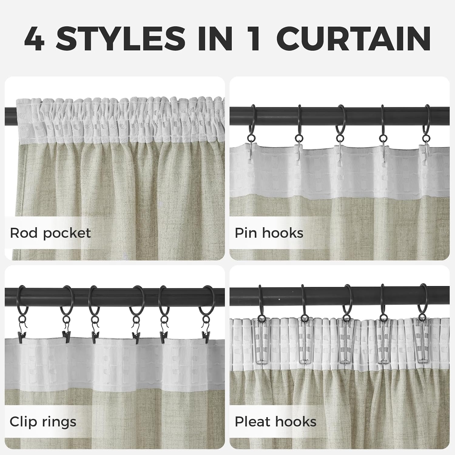 Detalle 2 de MRTREES Cortinas Lino Natural 140x150 cm