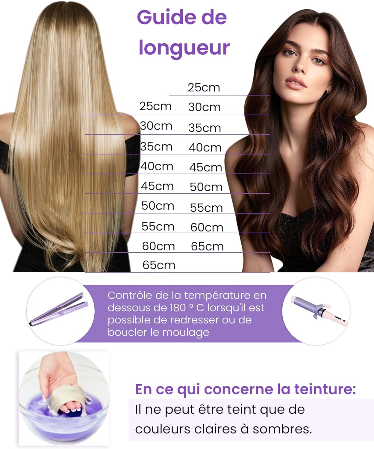Detalle 2 de LaaVoo Extensions cheveux adhésives platine (vrais cheveux humains) 20 mèches, 40 cm
