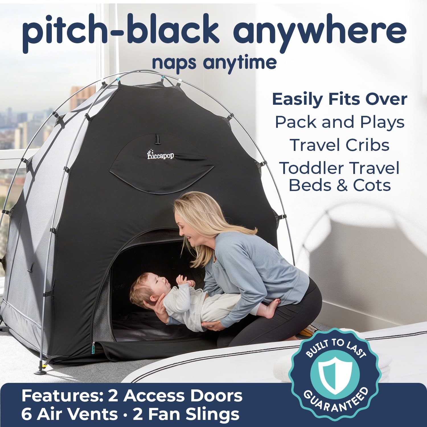 Thumbnail 6 de Hiccapop Daydreamer Blackout Tent pack‑and‑play canopy for sleep pod