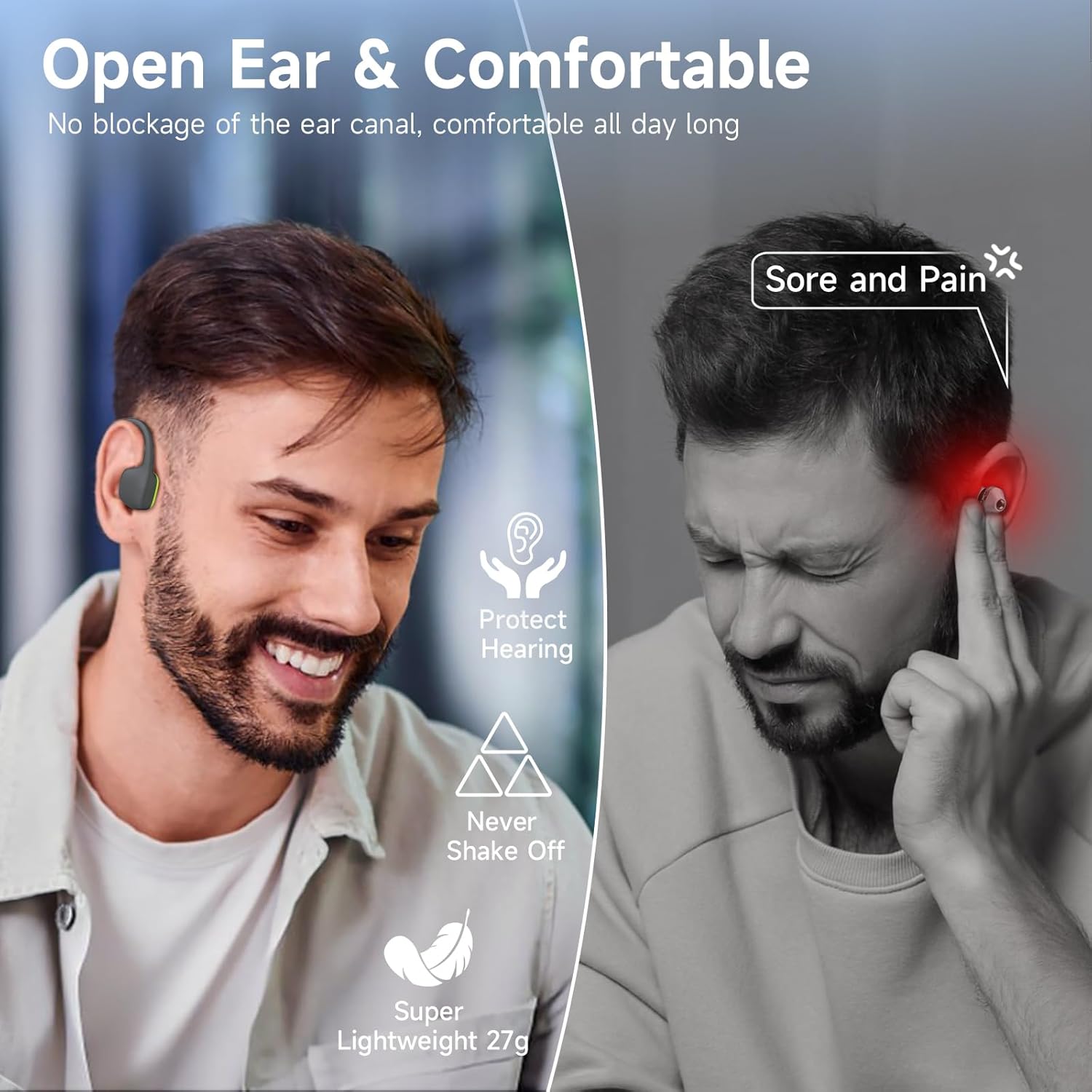 Thumbnail 3 de LOBKIN Bone Conduction Headphones with Bluetooth 6.0, IPX8, 32GB Open-Ear Wireless MP3 + Microphone
