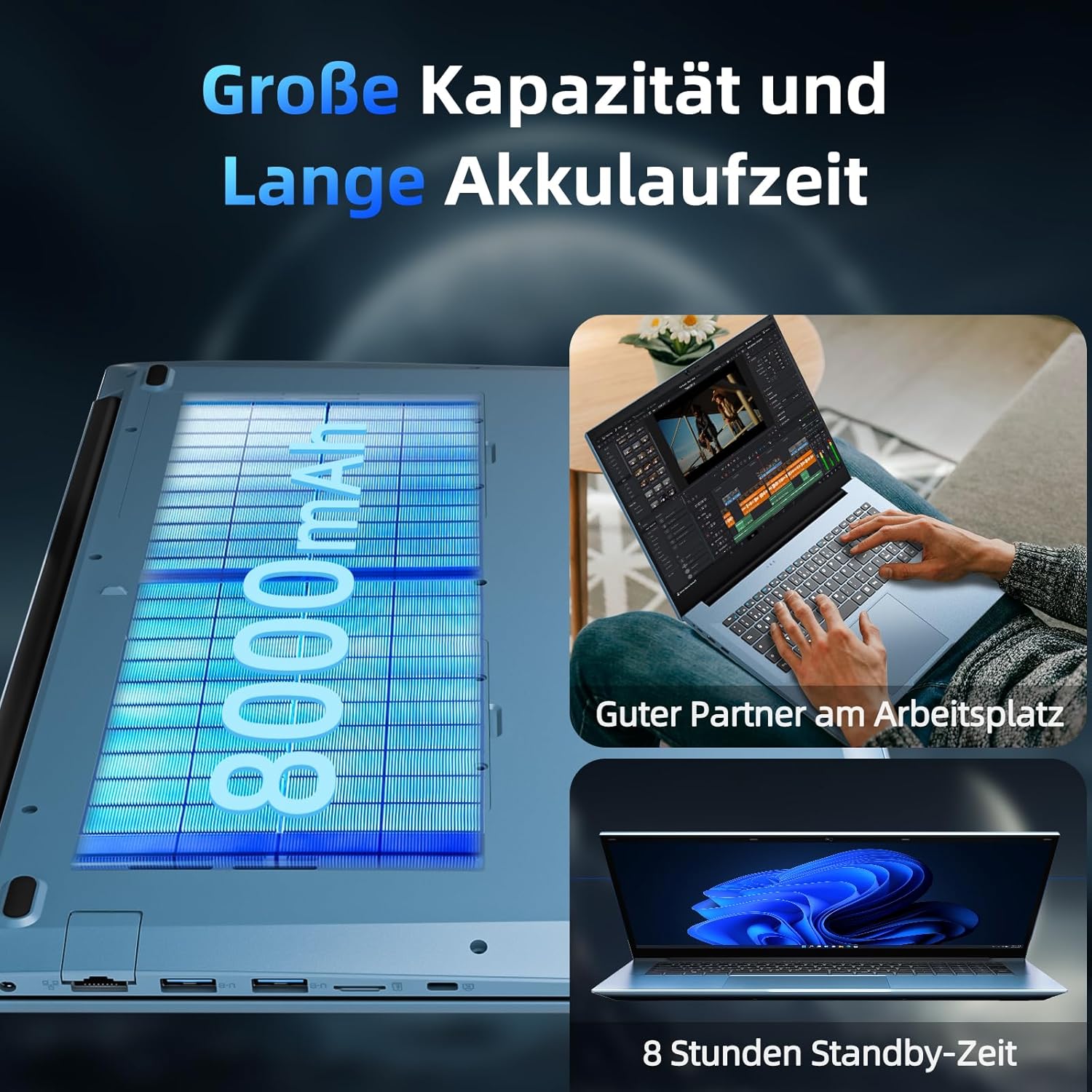 Thumbnail 3 de THEYETI 18,5 Zoll Laptop (Core i3, 16 GB RAM, 1.024 GB SSD, Win 11) mit 8000-mAh-Akku