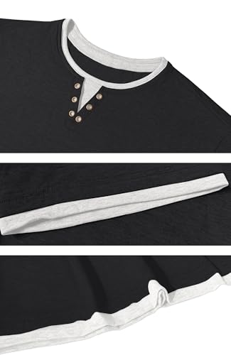 Detalle de Hisir Camiseta de Verano para Hombre con Bloques de Color, manga corta y cuello redondo