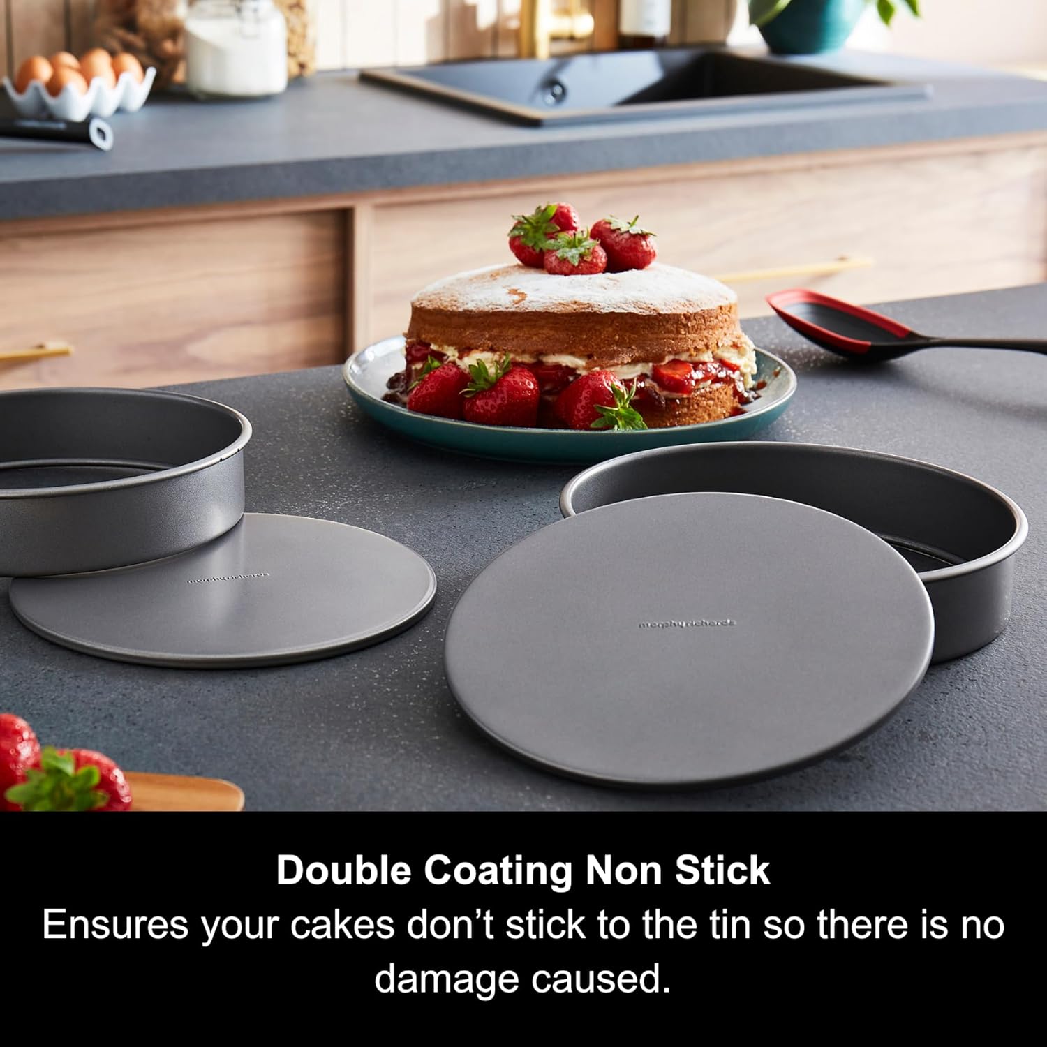 Thumbnail 3 de Morphy Richards 8" Loose Base Shallow Cake Tin Set (Non-Stick Carbon Steel) – 849007