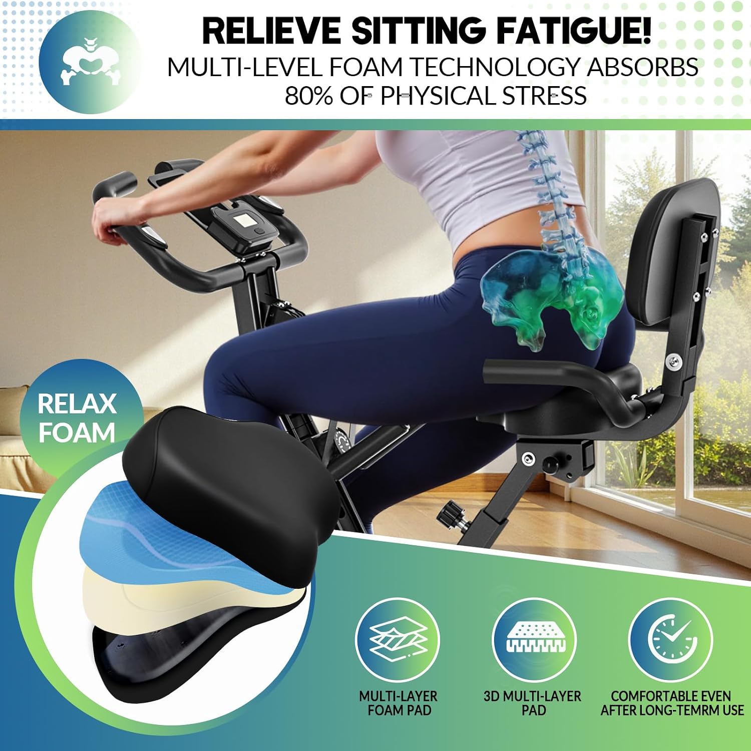 Detalle de SLUNSE 5-in-1 Quiet Folding Exercise Bike with 16-Level Magnetic Resistance