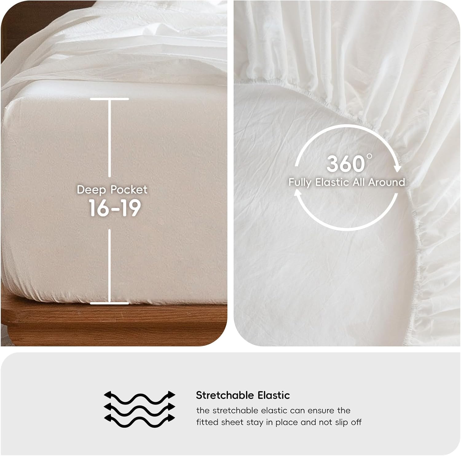 Thumbnail 5 de MooMee Bedding Sheet Set King 100% Cotton
