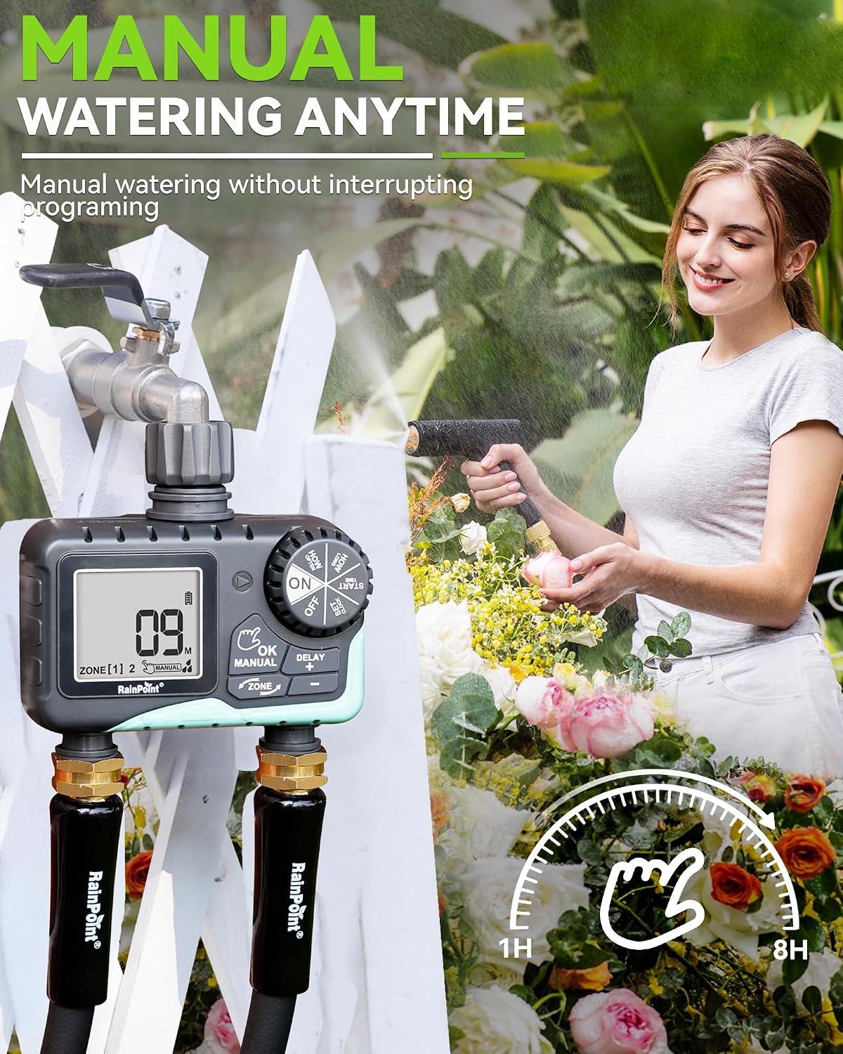 Detalle de RAINPOINT Garden Hose Timer, 2-Zone
