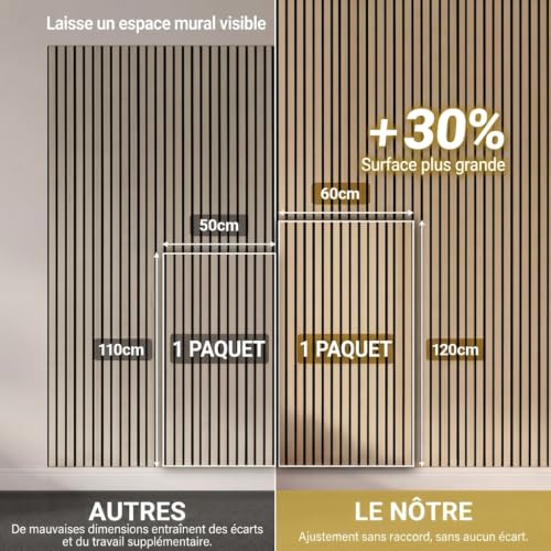Detalle de TONOR panneaux muraux décoratifs en bois 120 x 60 cm
