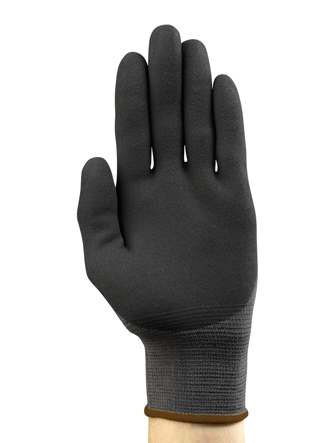 Detalle de Ansell HyFlex 11-840 Gants de Travail professionnels – nitrile noir, protection abrasion et coupe, Taille L, 5 paires