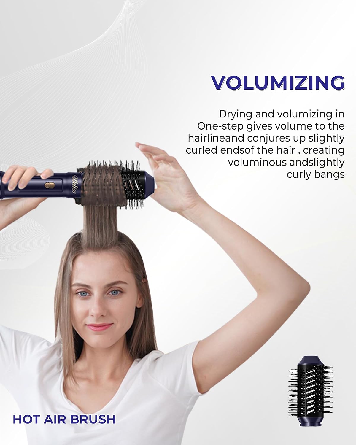 Detalle de UKLISS 6 en 1 Hairstyler : brosse chauffante brushing & boucleur à air chaud 1000 W (Blu)