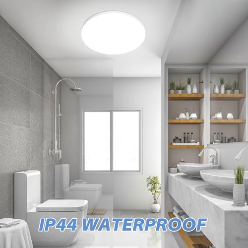 Detalle de Swoieltr plafón LED de techo 24W, 2000 lm, IP44 y 6500K (Ø28 cm)