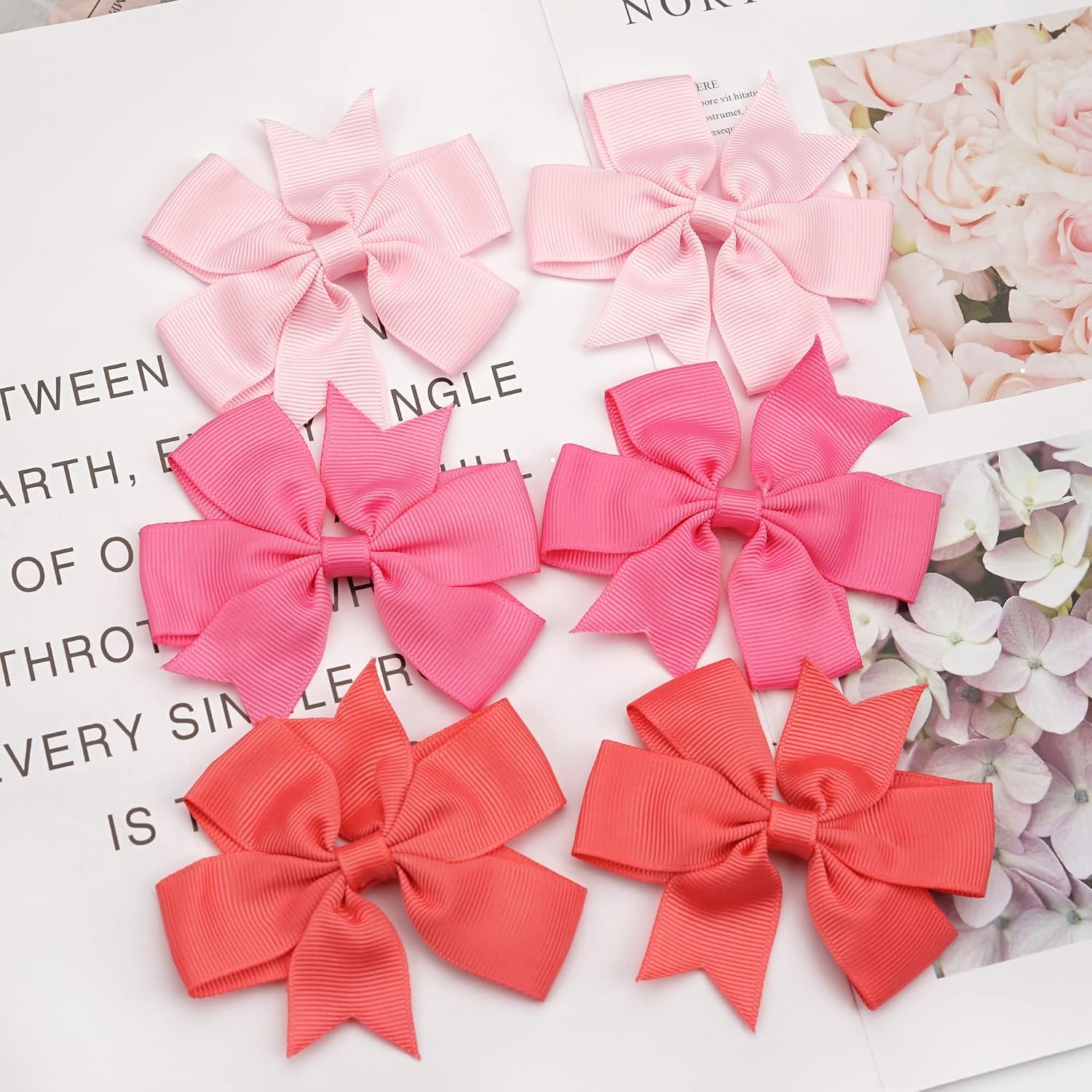 Detalle 2 de CÉLLOT babyhairclips-28 40-Piece Grosgrain Ribbon Hair Bows, 3-Inch Pinwheel