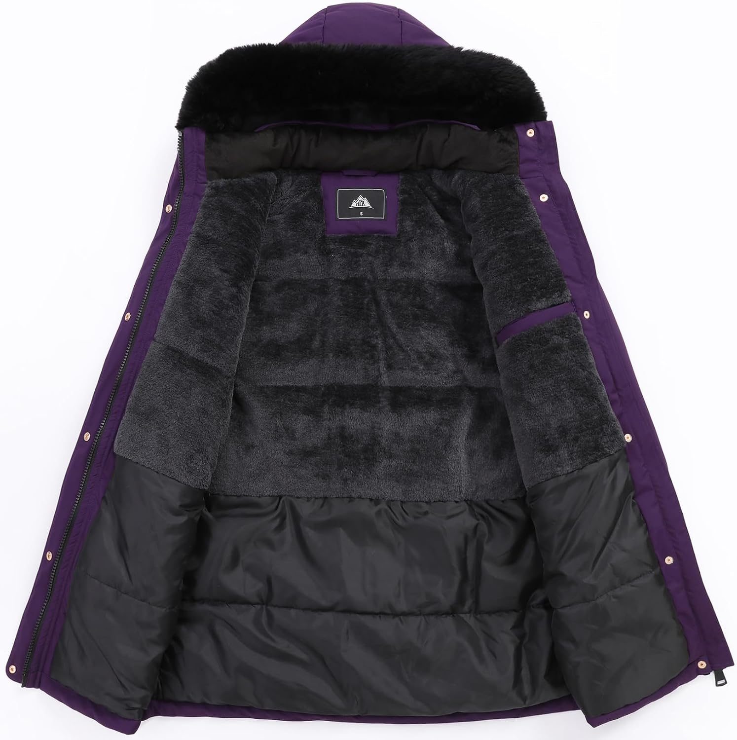 Detalle de MOERDENG Women's Long Down Coat, Fleece-Lined Puffer with Detachable Hood