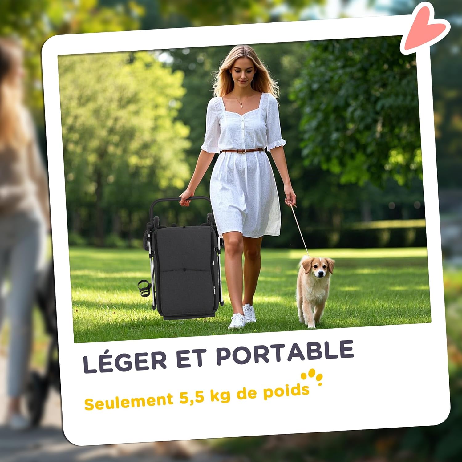 Thumbnail 4 de PawHut poussette buggy pliable pour chien (porte-gobelets, roues frein 360°) – gris