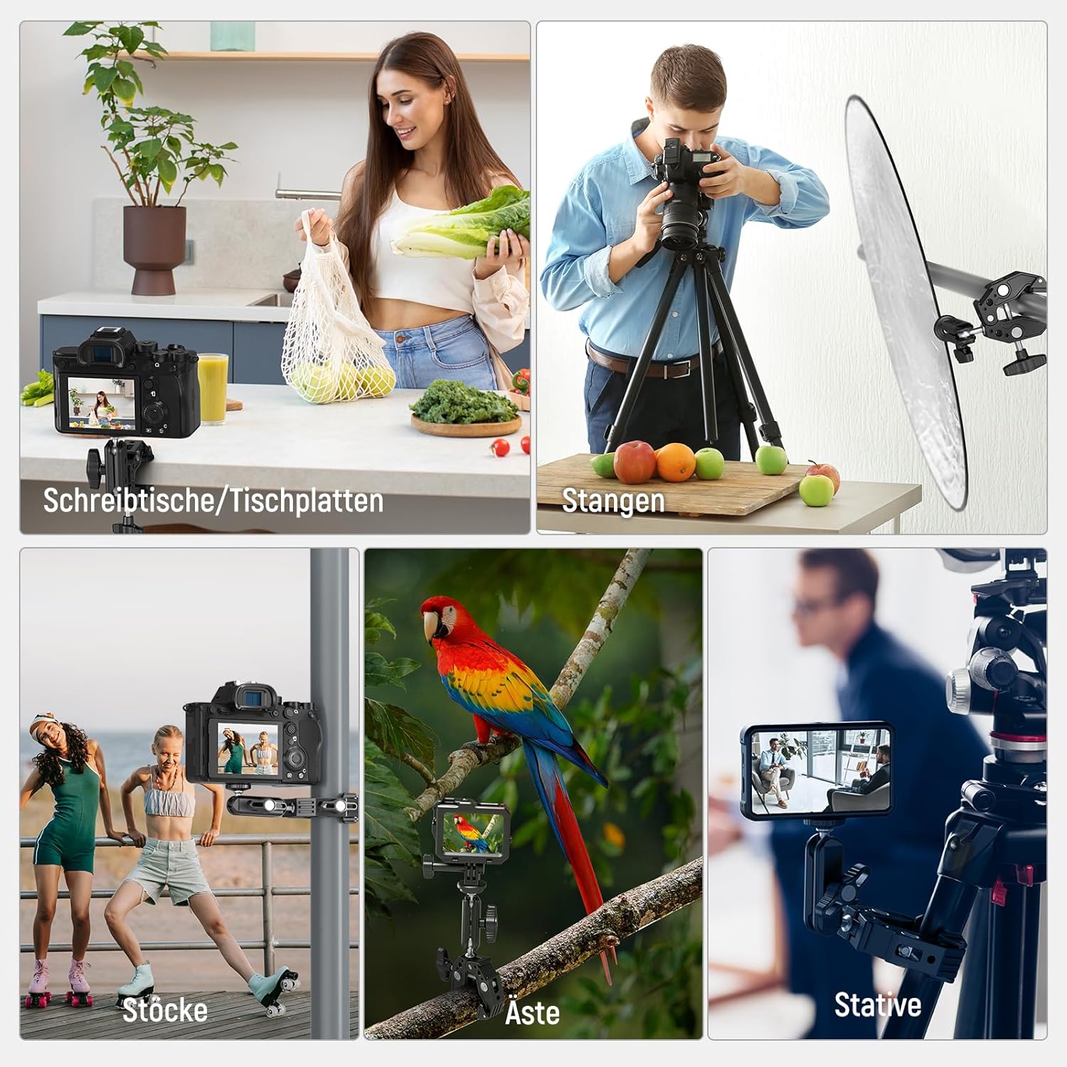Thumbnail 4 de NEEWER Super Clamp Klemme mit 3" Dual-Kugelkopf Magic Arm, Cold Shoe und 1/4" Gewinde