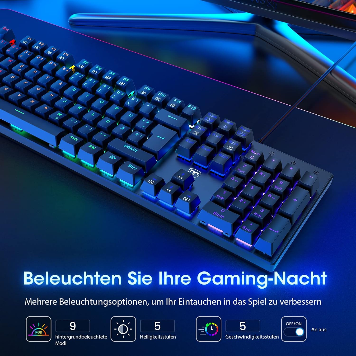 Detalle 2 de RisoPhy Mechanische Gaming-Tastatur 104 Tasten