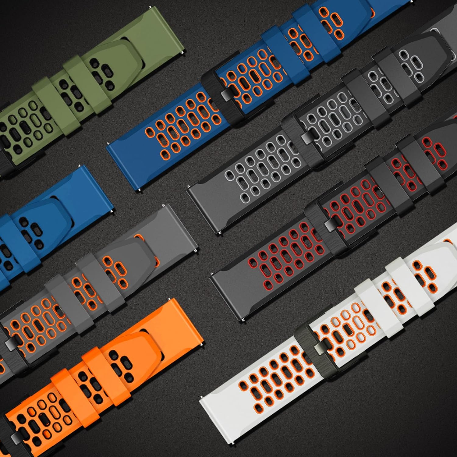 Detalle de RosMank 22mm Silicone Watch Strap for Huawei Watch GT6 Pro/GT6/GT5 Pro/GT5/GT4/GT3 (46mm) – Two Colours
