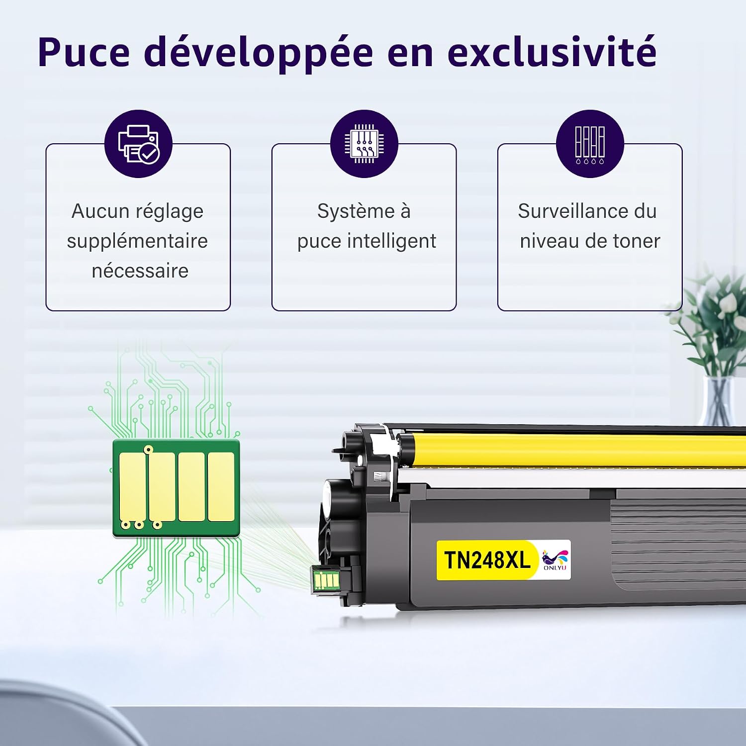Detalle de OnlyU TN248XL Kit Compatible Brother – 4 cartouches TN248XL (CMYK) pour DCP/L/M séries