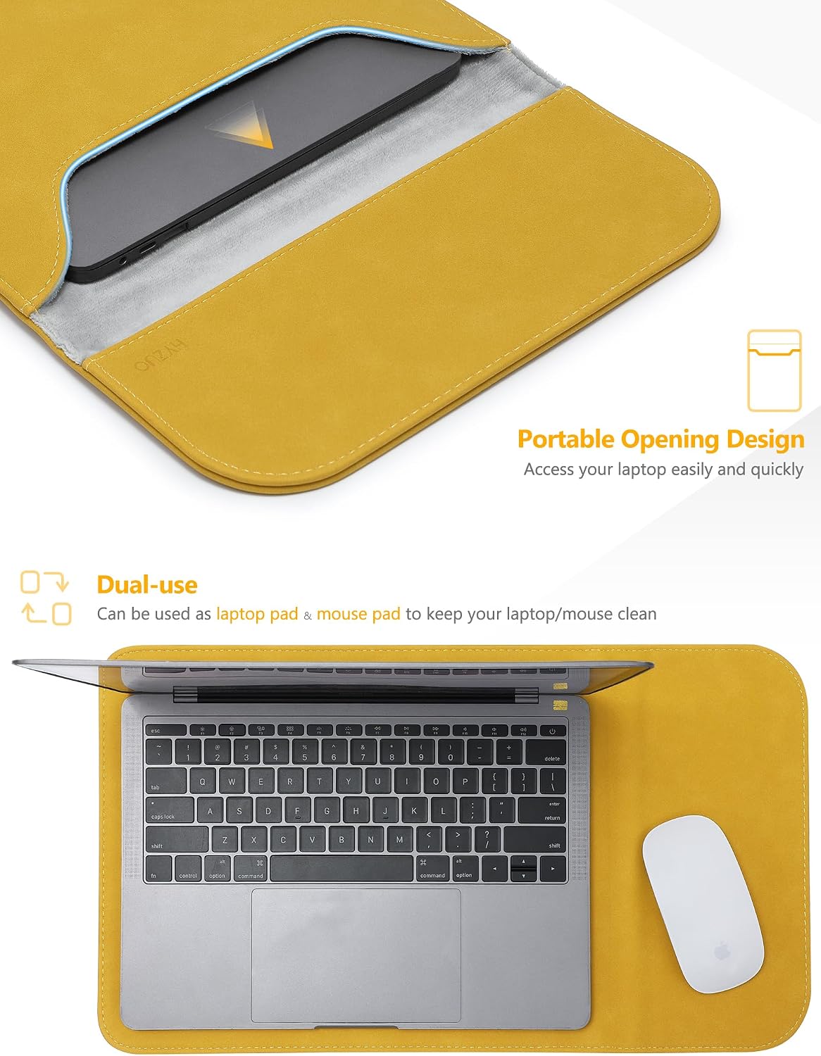 Thumbnail 3 de HYZUO Olive Yellow 13.3-14 Inch Laptop Sleeve Case for MacBook Pro & more