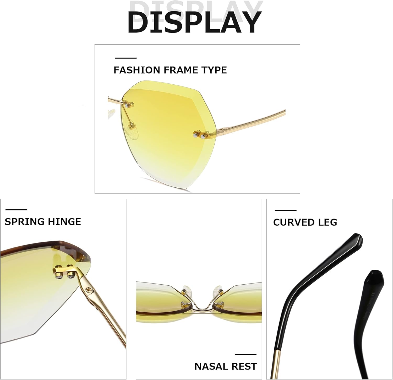Thumbnail 4 de Kimorn Sunglasses for Women: Oversized Rimless Diamond Cutting Lens AE0534