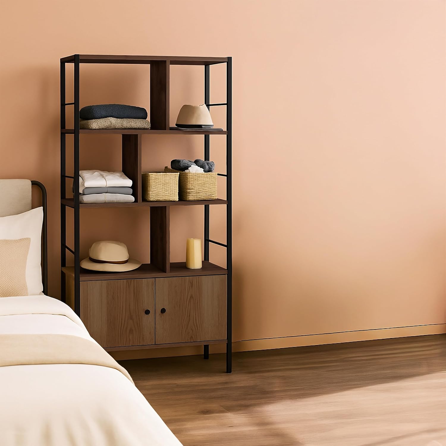 Thumbnail 3 de Étagère Relaxdays 3 niveaux – style industriel, bois brun et cadre noir, 154,5 × 74 × 30 cm