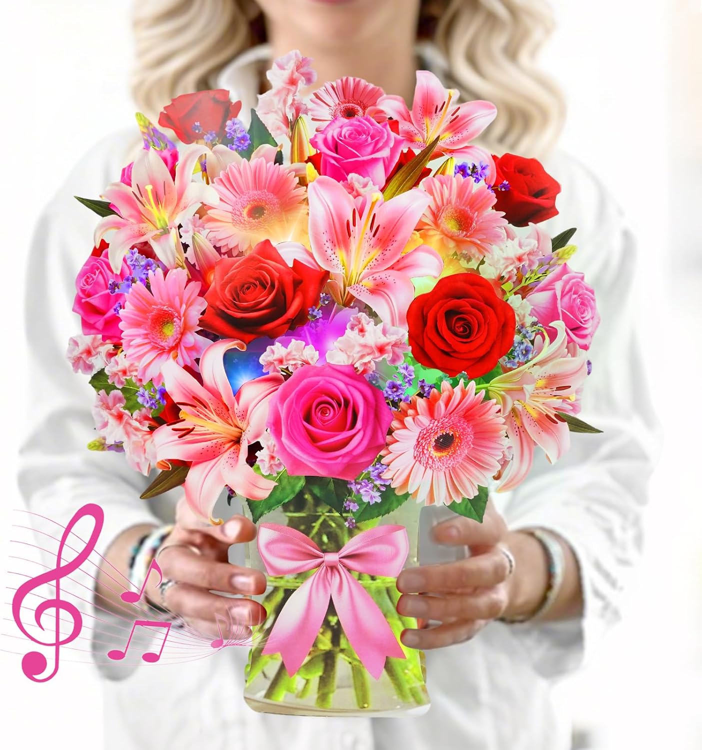 Detalle de XTF2015 C046-054 3D Pop-Up Bouquet Card with Music and Lights