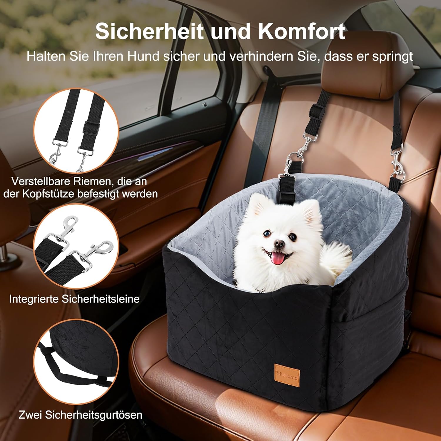 Detalle 2 de Asiento de coche para perros medianos 13,6 kg