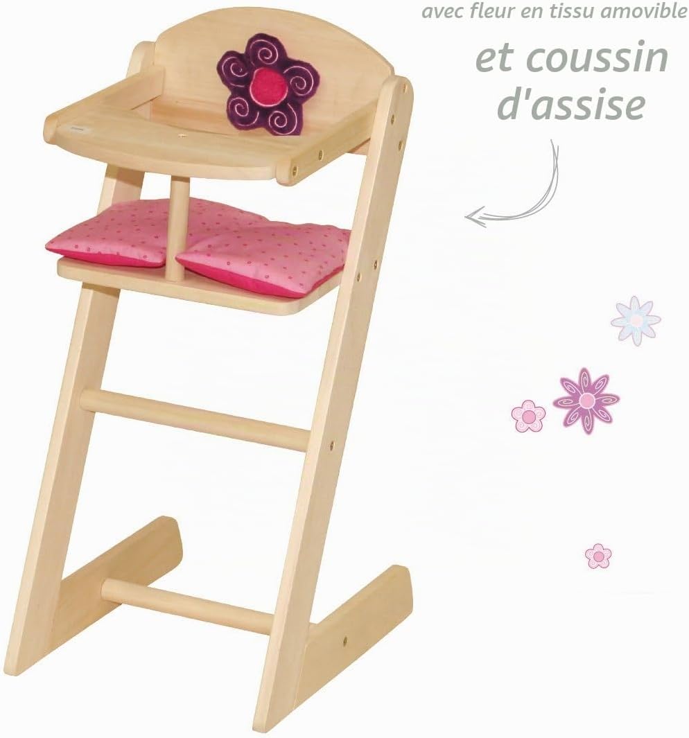 Detalle 2 de roba Happy Fee houten poppenstoel met eetplank en textielaccessoires