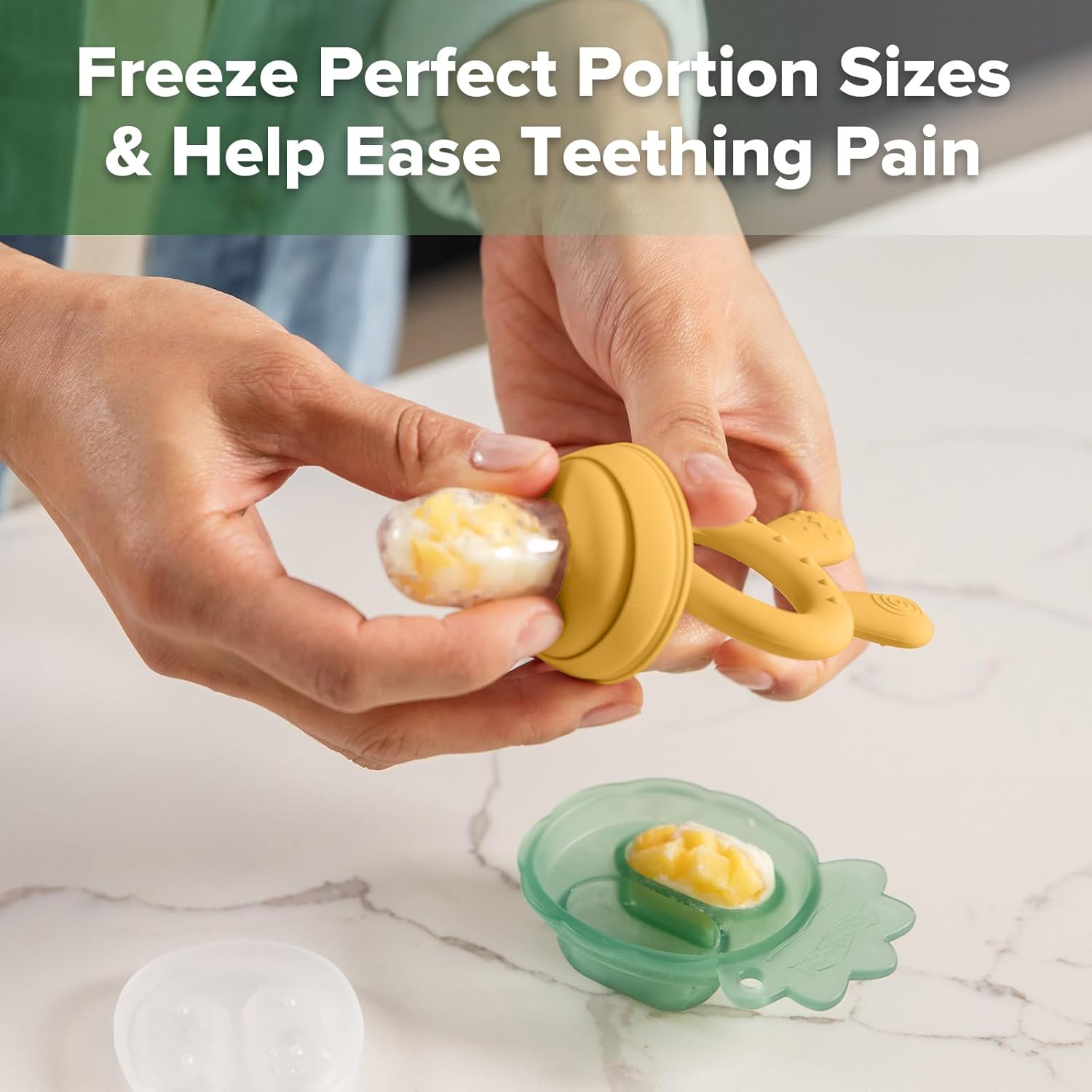 Thumbnail 3 de Haakaa Baby Fruit Food Feeder & Freezer Nibble Tray Combo (Mustard)