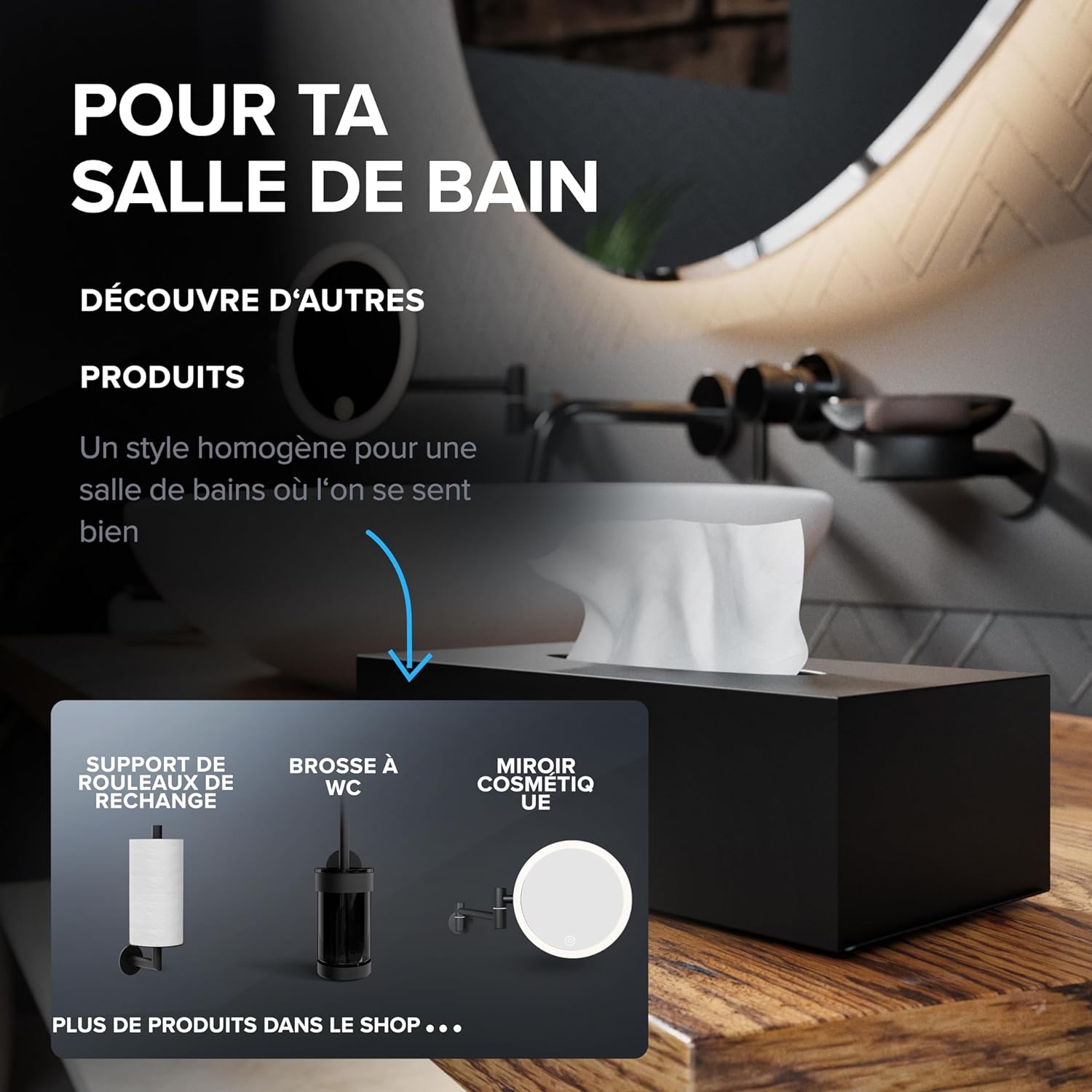 Thumbnail 6 de Ovimar Gronnoya – Boîte de mouchoirs en acier inoxydable noir mat, practical et décorative